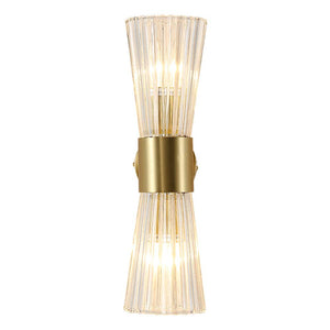 Mid-Century Modern 2-Light Wall Sconce – Gold Glass Shade