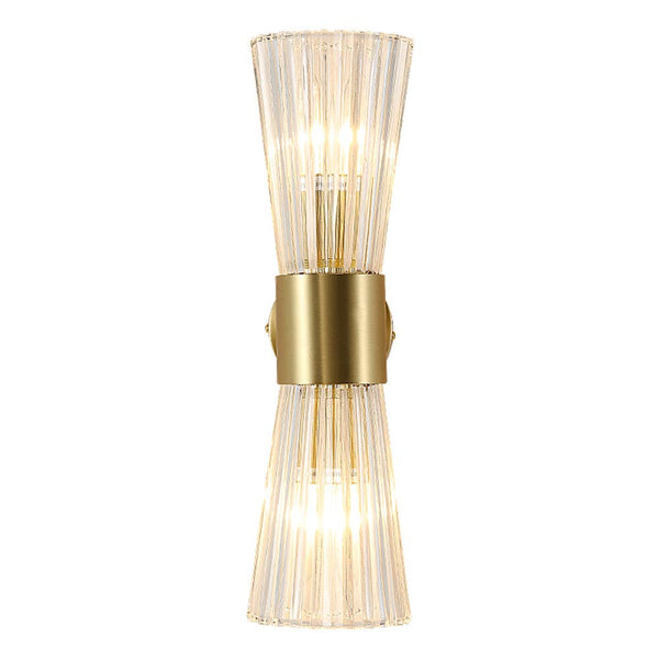 Mid-Century Modern 2-Light Wall Sconce – Gold Glass Shade