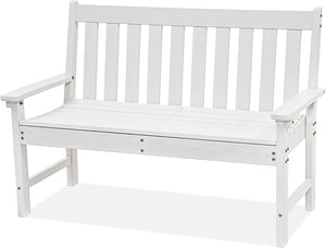 HDPE Outdoor Garden Bench – 2-Person Patio Seat with Faux Wood Grain