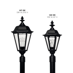Outdoor Post Top Lantern – Black Aluminum, Clear Beveled Glass