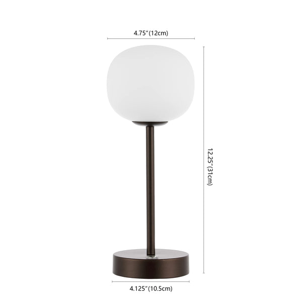 Rechargeable Cordless LED Table Lamp with Frosted Glass Globe