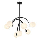 7-Light Art Deco Chandelier with Strie Glass Orbs – Adjustable Height