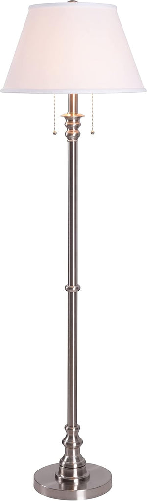 Dual-Light Pull Chain Floor Lamp – Art Deco Style, 59.5" Tall
