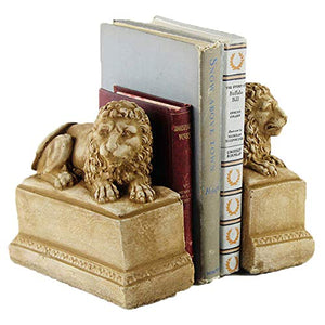 Concrete Lion Bookends for Shelf, Desk & Office Decor