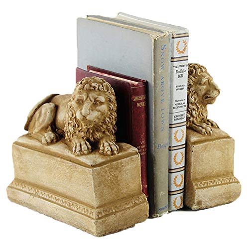 Concrete Lion Bookends for Shelf, Desk & Office Decor