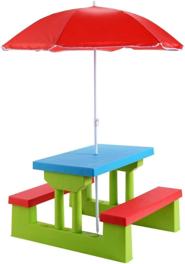 Kids Picnic Table Set with Removable Umbrella
