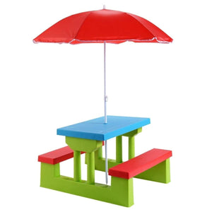 Kids Picnic Table Set with Removable Umbrella