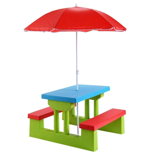 Kids Picnic Table Set with Removable Umbrella