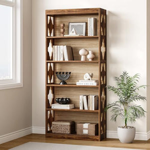 5-Tier Vintage Bookshelf 69.9" Freestanding Bookcase