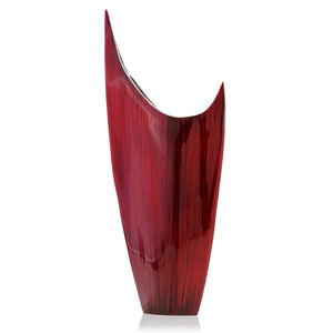Red Glazed Aluminum Pointed Vase — 8"L x 3"W x 18"H