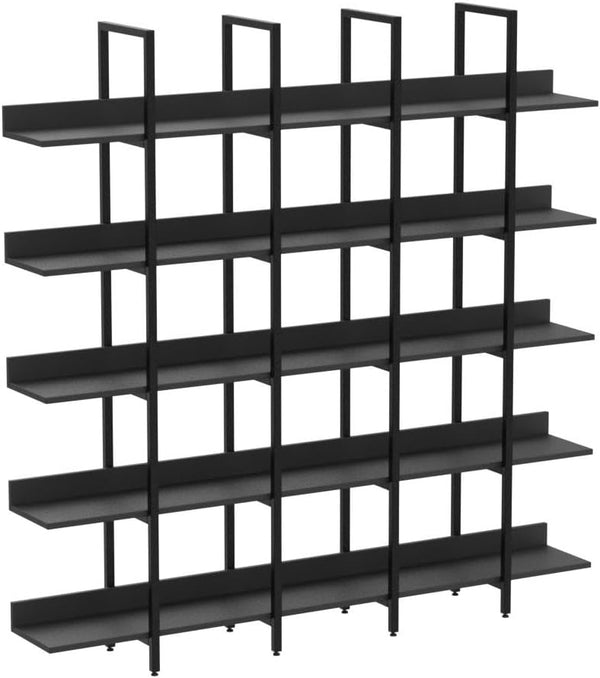 Triple Wide 5-Tier Industrial Bookshelf
