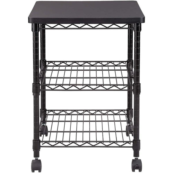 3-Tier Rolling Printer Cart Stand with Steel Shelves