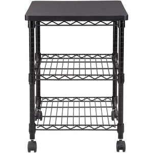 3-Tier Rolling Printer Cart with Steel Shelves