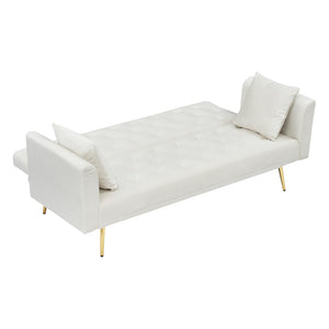 71" Convertible Velvet Sofa Bed Futon with Adjustable Backrest & Chrome Legs
