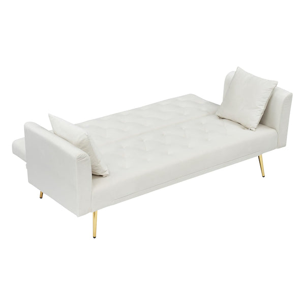 71" Convertible Velvet Sofa Bed Futon with Adjustable Backrest & Chrome Legs