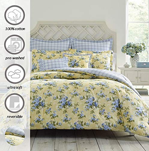Queen Comforter Set 7-Piece Cotton Bedding – Cassidy Yellow