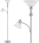 71" Arc Floor Lamp with Frosted Glass Shade & Adjustable Reading Light