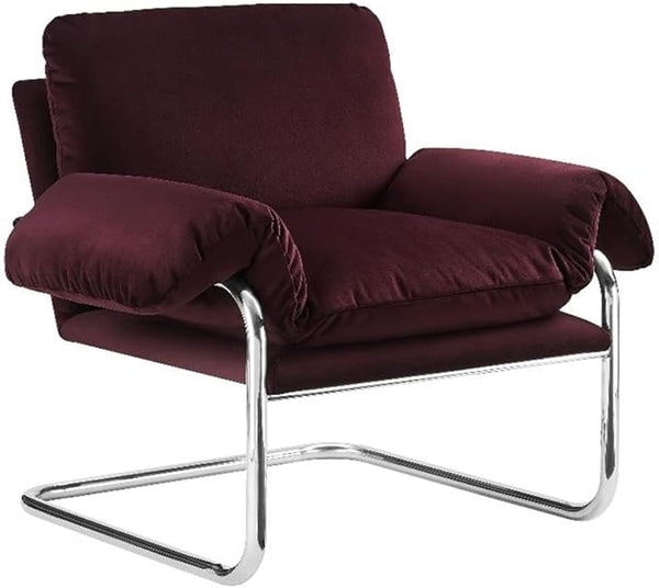 Velvet Accent Armchair with Removable Cushions