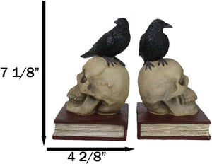 Gothic Raven Skull Bookends Set