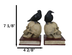 Gothic Raven Skull Bookends Set