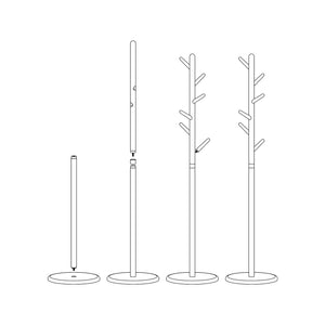 Ash Wood Freestanding Coat Rack with 6 Hooks – Walnut Brown