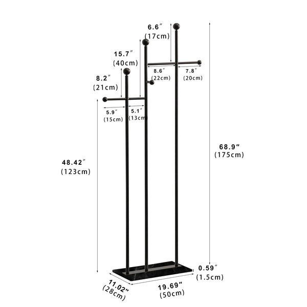 Freestanding Coat Rack with Marble Base