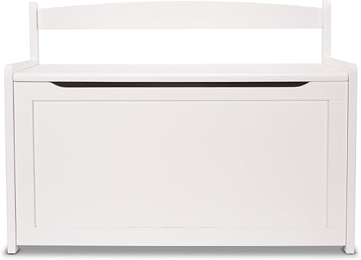 Wooden Toy Chest with Safety-Hinged Lid