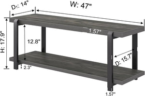 Industrial Entryway Bench with Shoe Storage – 47 Inch