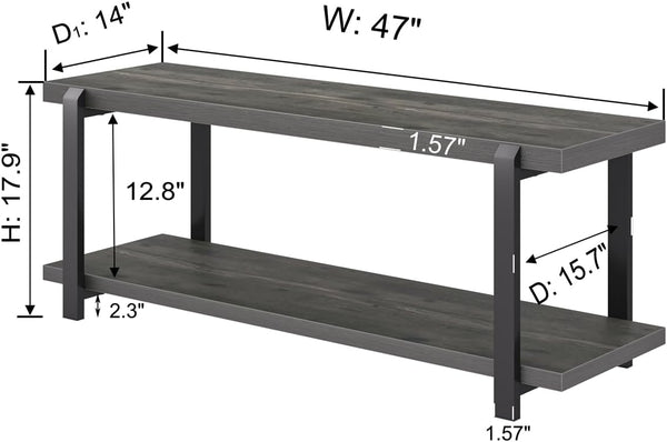 Industrial Entryway Bench with Shoe Storage – 47 Inch