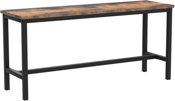 Rustic Brown Dining Bench Set of 2 with Steel Frame