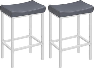 Counter Height Bar Stools with PU Leather Saddle Seat — Set of 2, 3, or 4