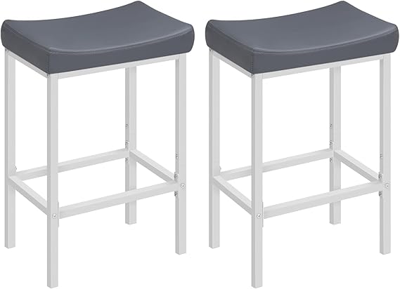 Counter Height Bar Stools with PU Leather Saddle Seat — Set of 2, 3, or 4