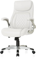 Ergonomic PU Leather Office Chair with Adjustable Lumbar Support & Flip Armrests