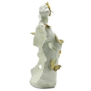 Abstract Female Bust Sculpture with Butterflies