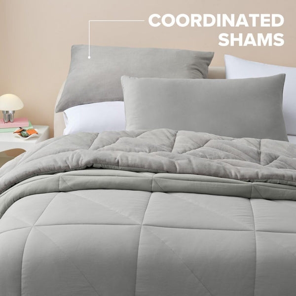 Reversible Comforter Set with Down Alternative Fill & Pillow Shams