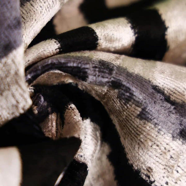 Black & Silver Maze Silk Velvet Throw Pillow 16x16