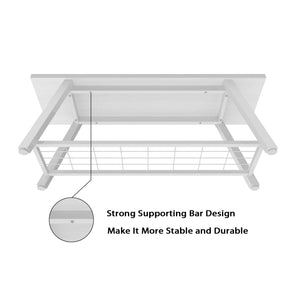 Industrial Entryway Storage Bench with Shoe Shelf
