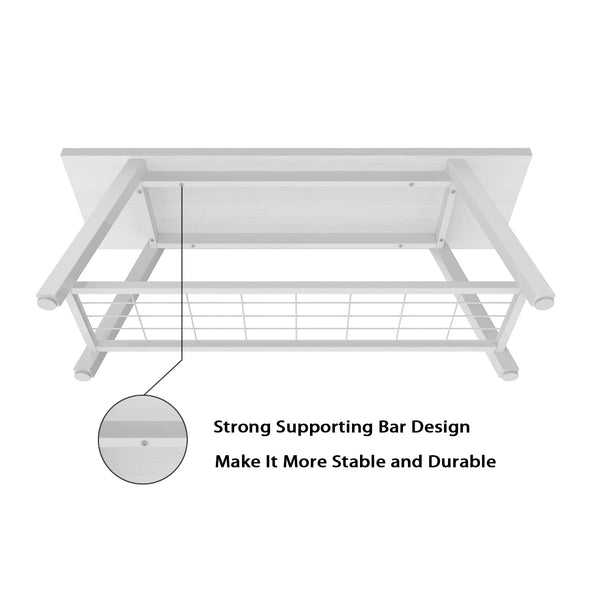 Industrial Entryway Storage Bench with Shoe Shelf