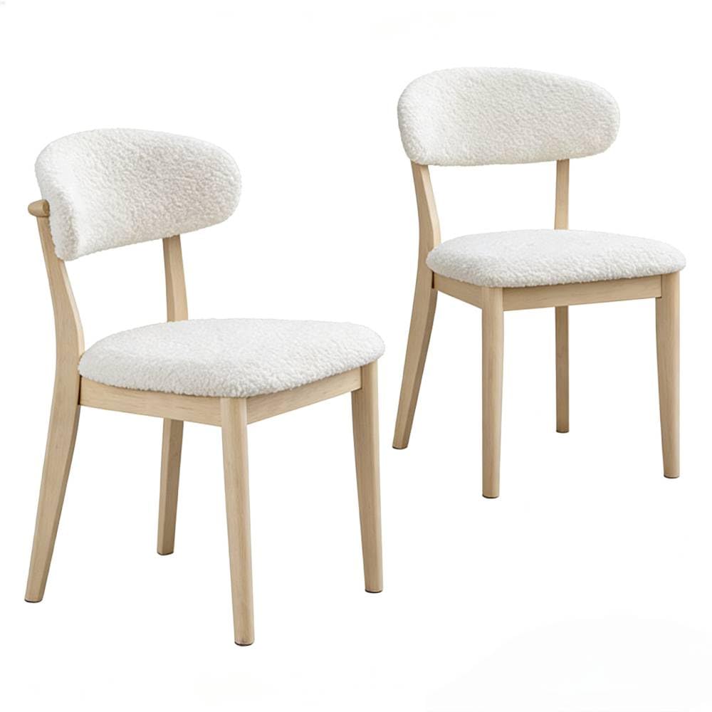 Mid-Century Modern Upholstered Wood Dining Chair — Set of 2