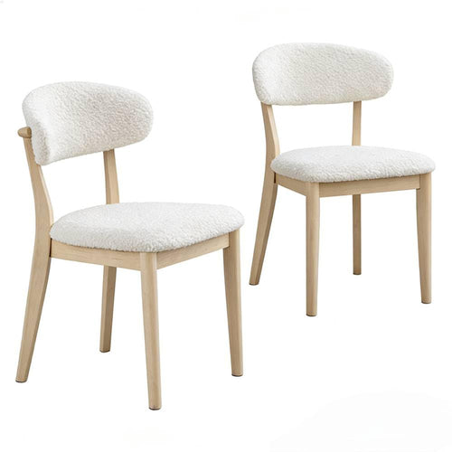 Mid-Century Modern Upholstered Wood Dining Chair — Set of 2