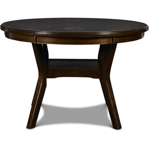5-Piece Round Dining Set with Storage Shelf & Upholstered Chairs