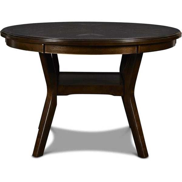 5-Piece Round Dining Set with Storage Shelf & Upholstered Chairs