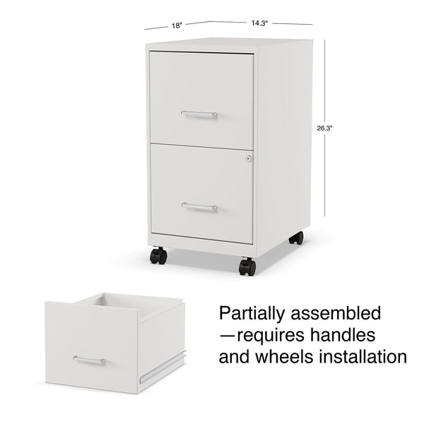2-Drawer Lockable Metal Vertical File Cabinet with Casters