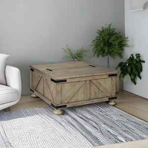 Farmhouse Square Lift-Top Coffee Table with Storage