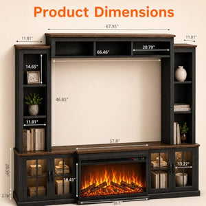 98" Farmhouse TV Stand with Fireplace & Barn Doors