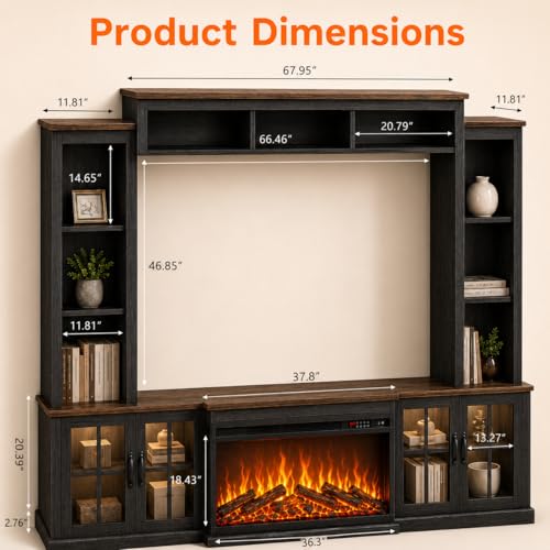 98" Farmhouse TV Stand with Fireplace & Barn Doors
