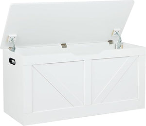 Storage Bench 39.4 Inch with Safety Hinges and Lid