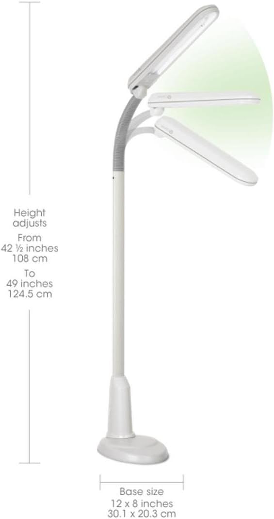 Full Spectrum Floor Lamp with Adjustable Flex Neck – Dove Grey
