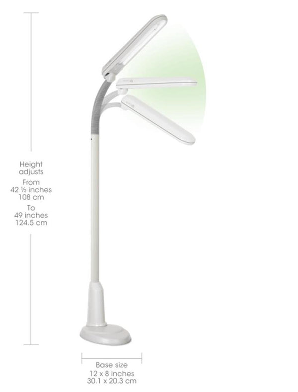Full Spectrum Floor Lamp with Adjustable Flex Neck – Dove Grey