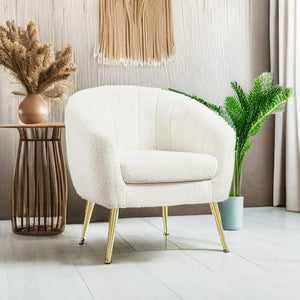 Boucle Barrel Accent Chair with Removable Cushion